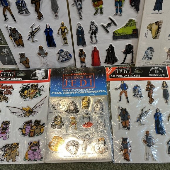 7 Sealed Star Wars RETURN OF JEDI 3-D PERK-UP STICKERS (1983) NEW! Foils, Ewoks! - Picture 3 of 3